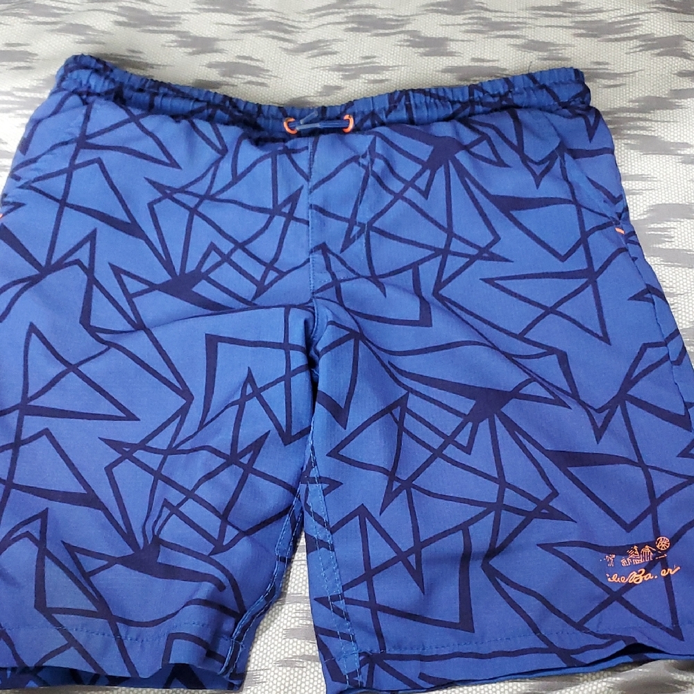 Eddie Bauer Blue Board Shorts with Geometric Design